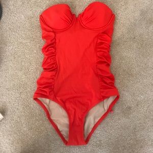 J Crew NWT red ruched one-piece size 6