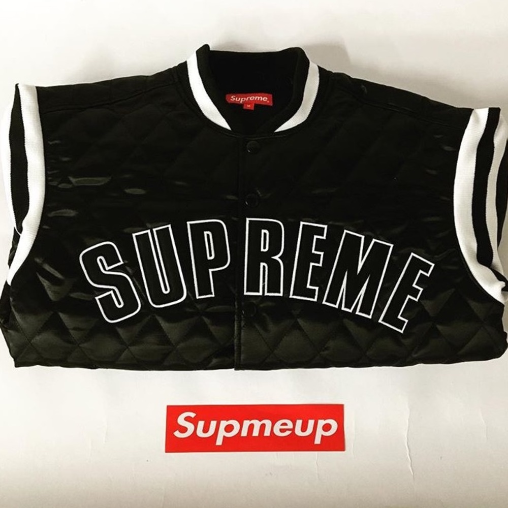 Supreme Quilted Satin Varsity Jacket DS