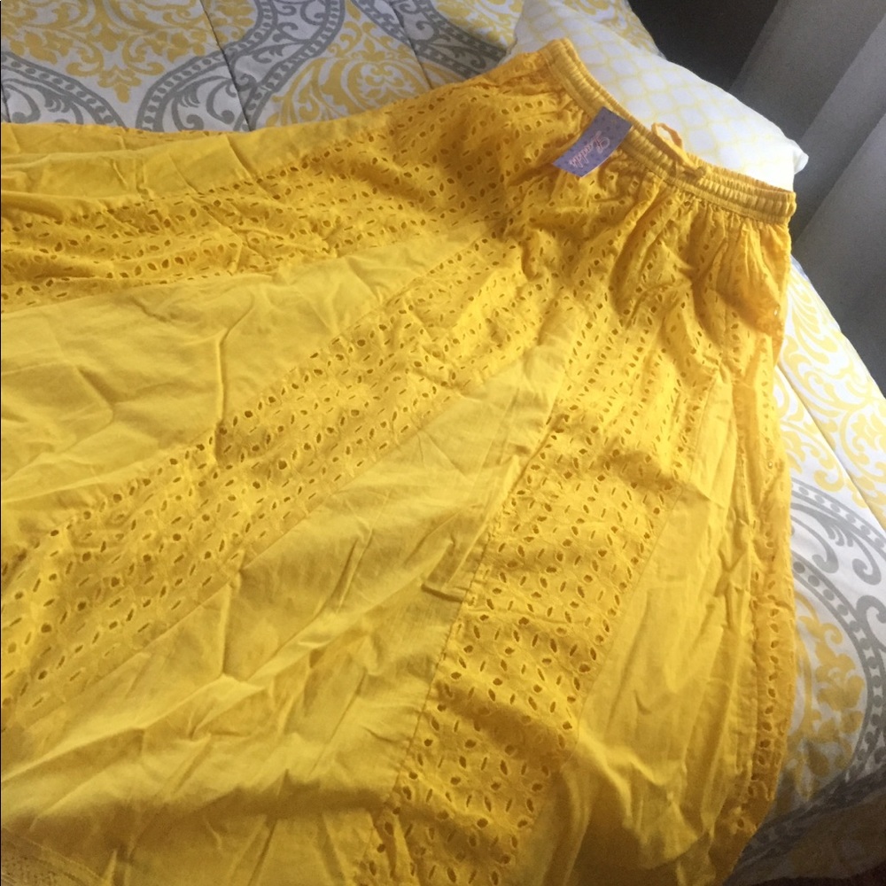 Long Yellow Crotchet Maxi Skirt
