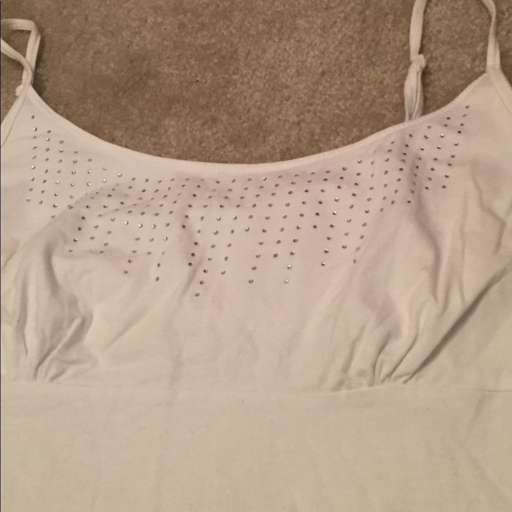 White Tank with Rhinestones - Picture 2 of 2