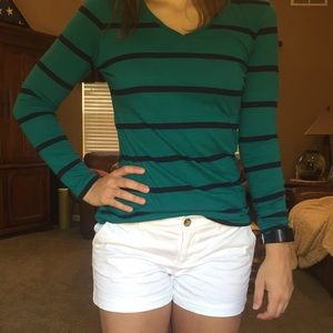 Bass Green & Blue Striped Long Sleeve Medium