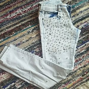 😈❤❤NWOT super skinny white wash pearl jeans 👖💞