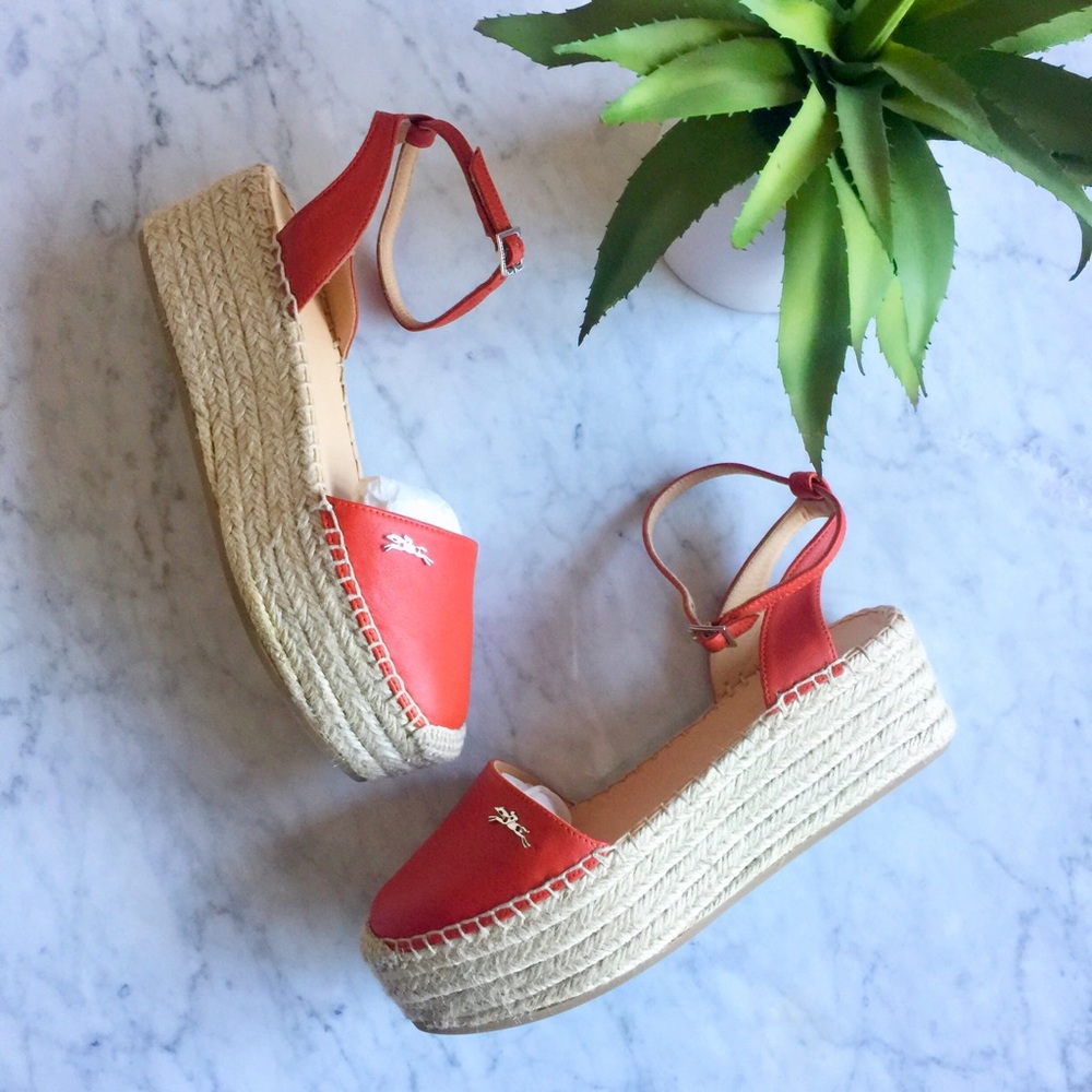 Long Champ Le Pliage Leather Espadrilles