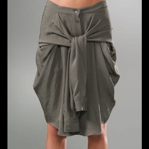 alexander wang silky army skirt with front tie