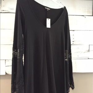 Black Bell-Sleeve Dress