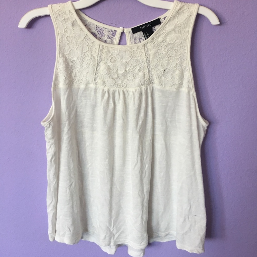 Forever 21 white floral laced top