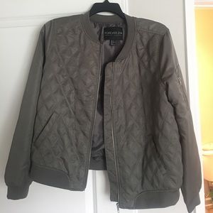 Forever 21 +  gray bomber jacket
