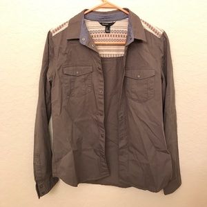 MANGO army embroidered button down