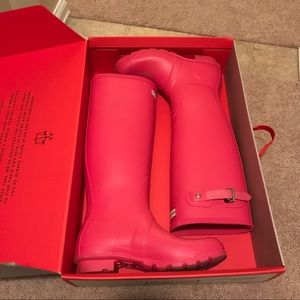 Matte Pink Tall Hunter Rain Boots