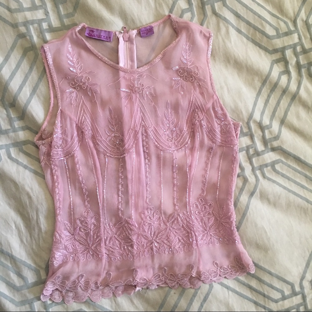 Calypso Christiane Celle Sheer Beaded top