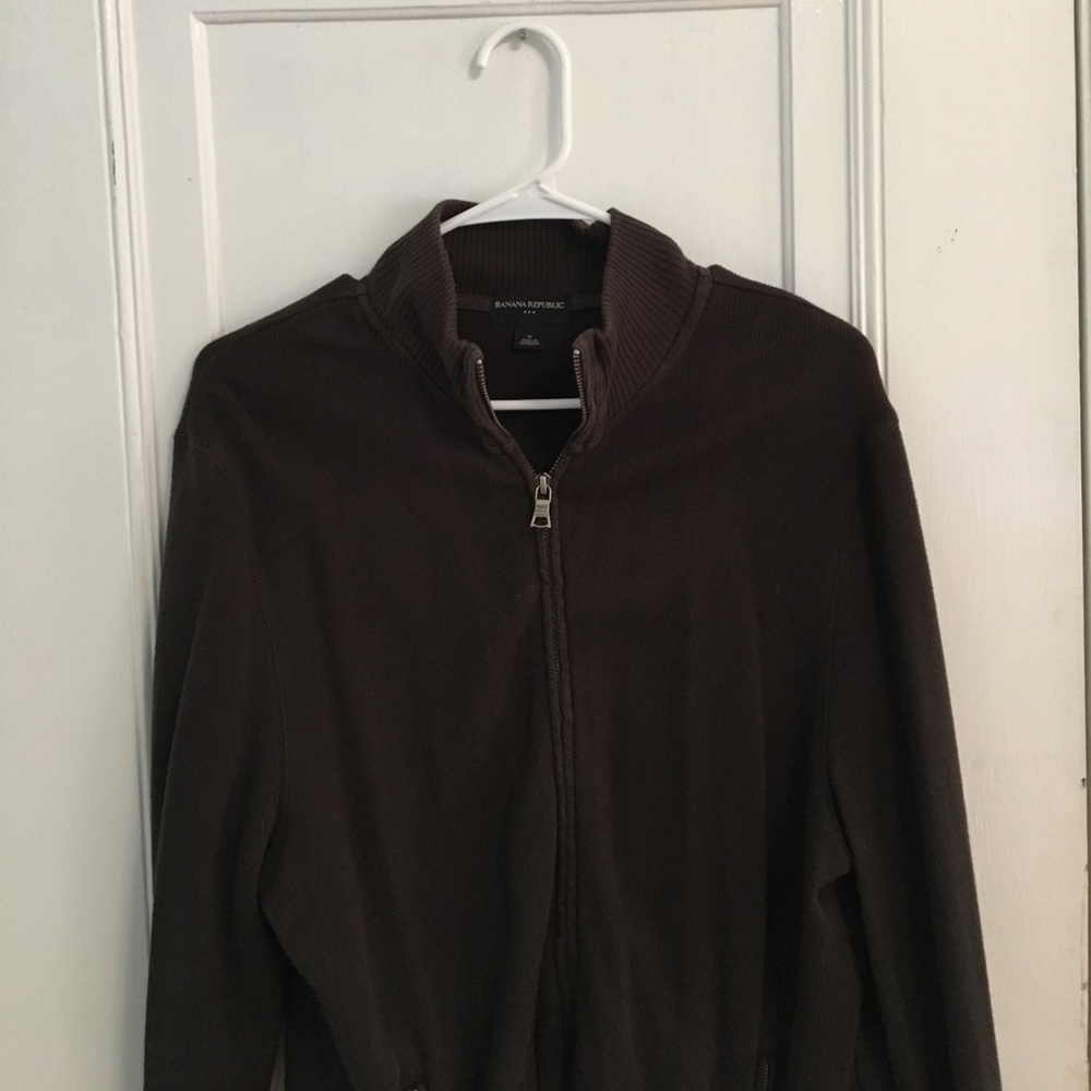 Banana Republic Men's full zip sweater. Brown. Med