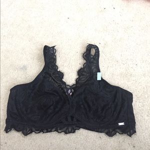 Victorias Secret Pink black lace bralette w/ wire