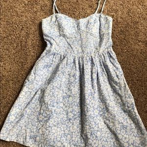 Blue and White Floral Print Sun Dress