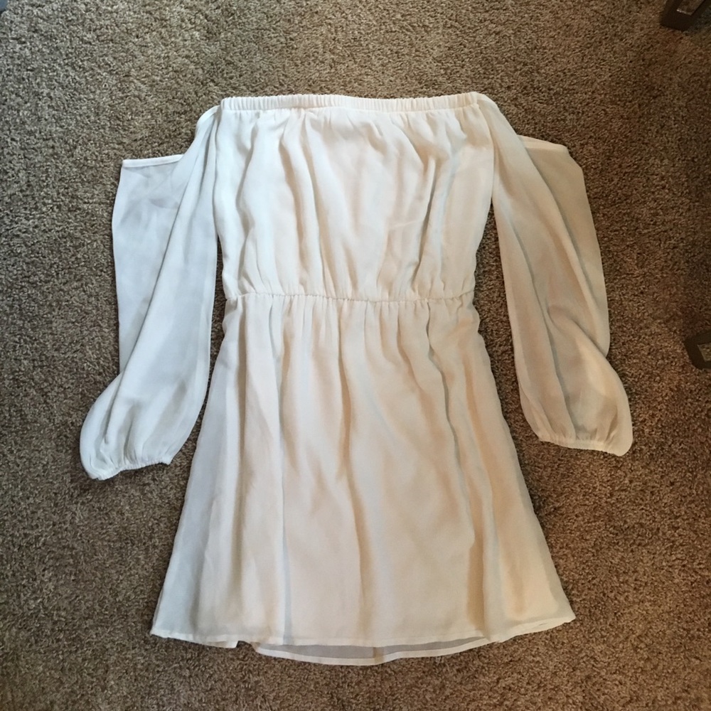 Off the shoulder white chiffon dress