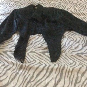 Black Sheer Midrif Shirt With Tie Up