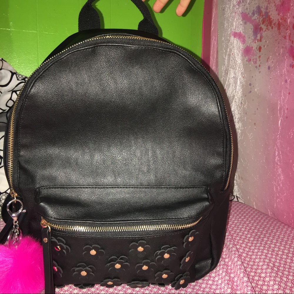 Cute black floral backpack