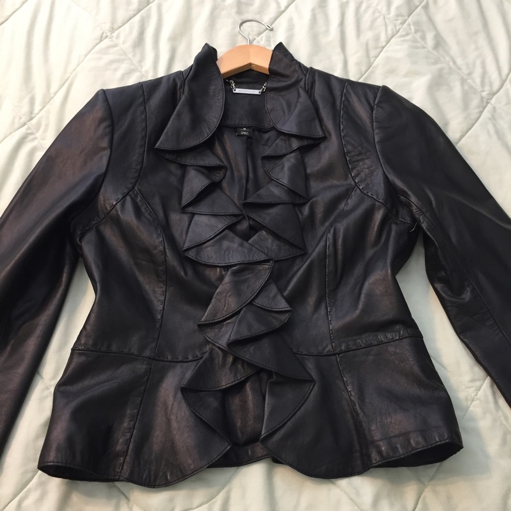 WHBM fitted feminine leather jacket Medium