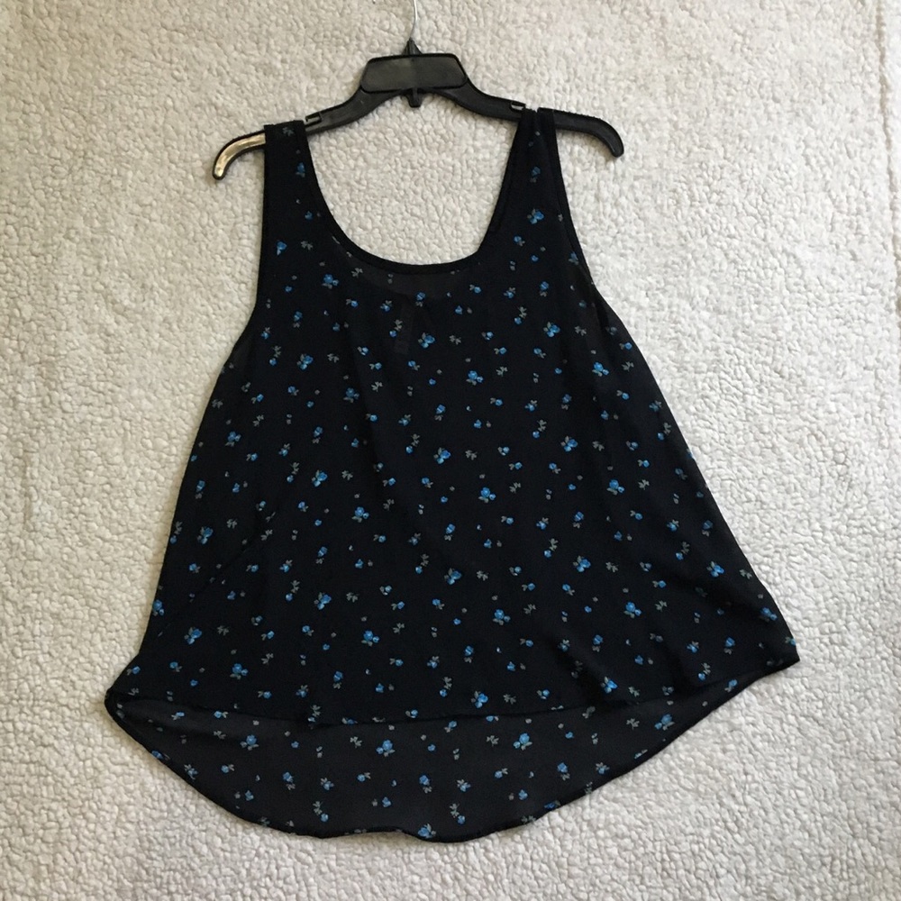 Black sheer shirt with flowers