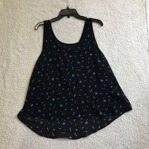 Black sheer shirt with flowers