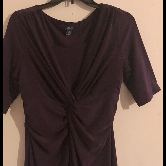 Deep eggplant wrap dress by Chaps.Worn 2-3 times. - Picture 2 of 4