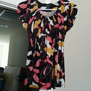 Professional style top -  brown leaf pattern