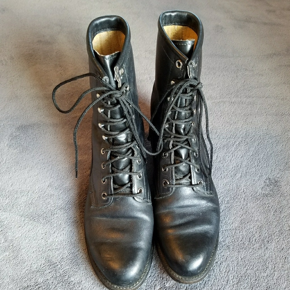 Black leather boots