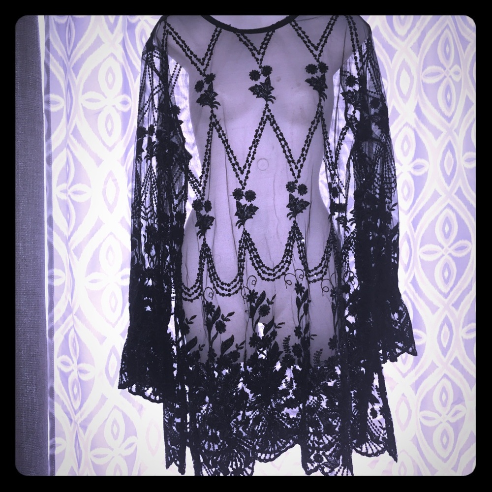 Sheer sequin and lace vintage dress