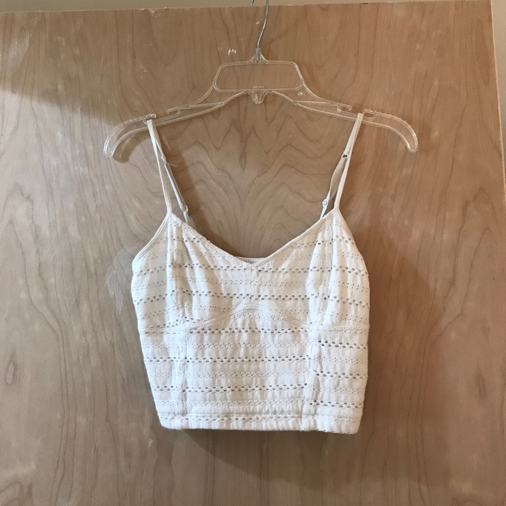 White eyelet lace crop top