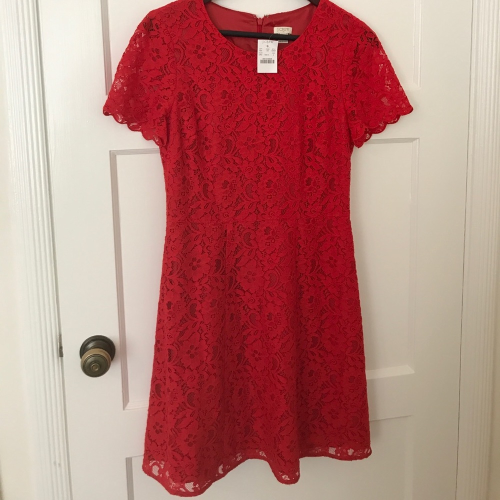 J Crew red lace dress size 4 NWT