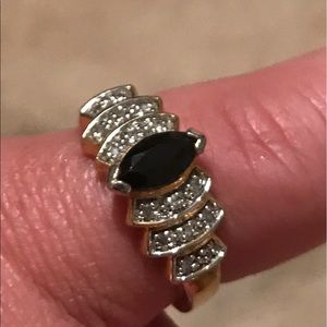 925 sapphire & diamond ring - size 7.5