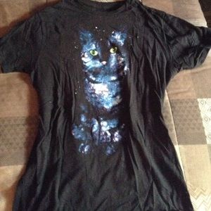 Black blue Galaxy cat tee shirt