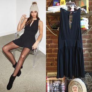 Kendall & Kylie Black Deep V Cutout Romper
