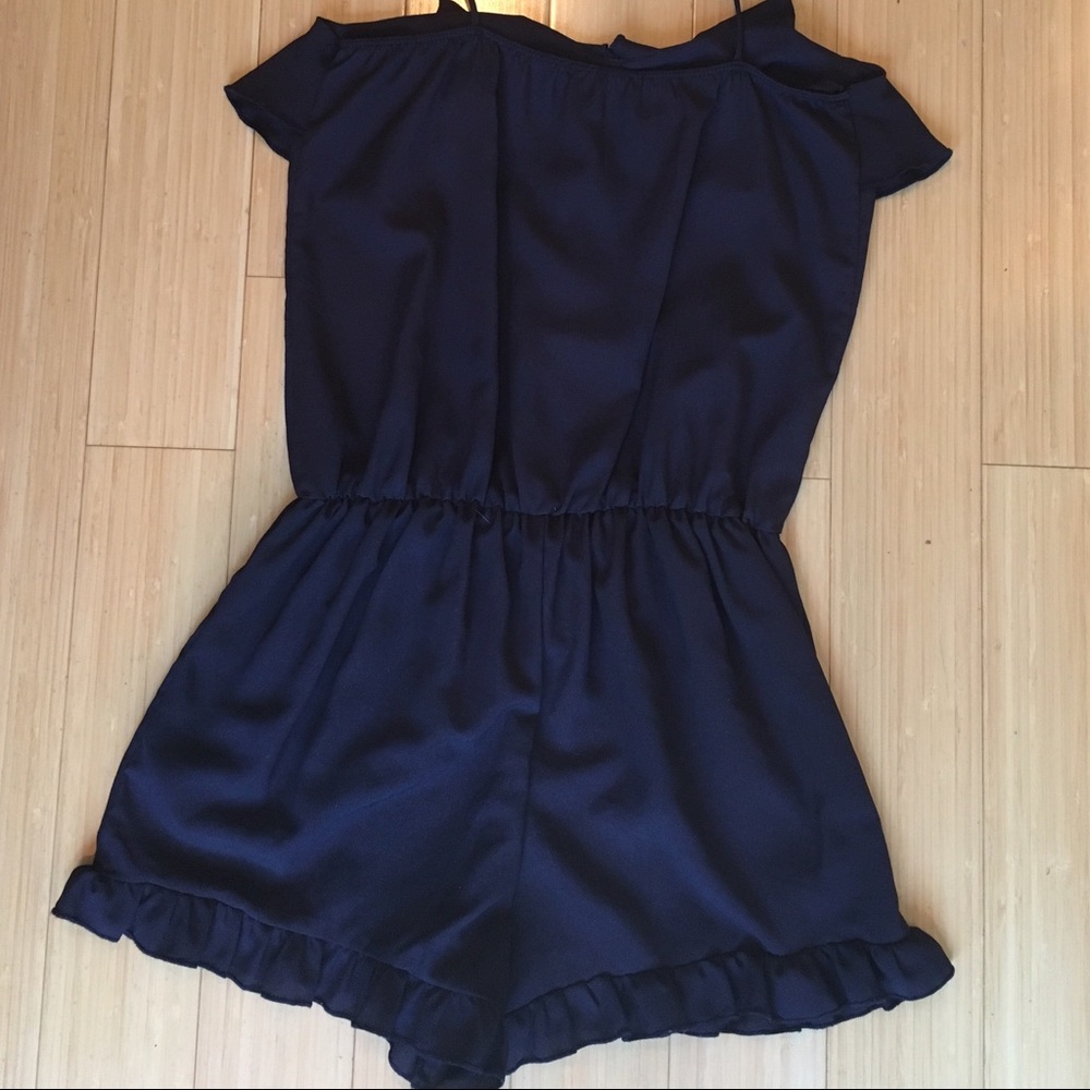 Easel Navy Ruffled Romper - Picture 2 of 3