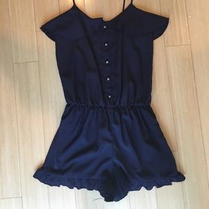 Easel Navy Ruffled Romper