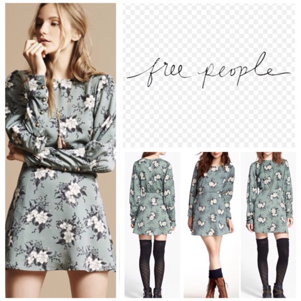 Free People green vintage Floral dress size 4