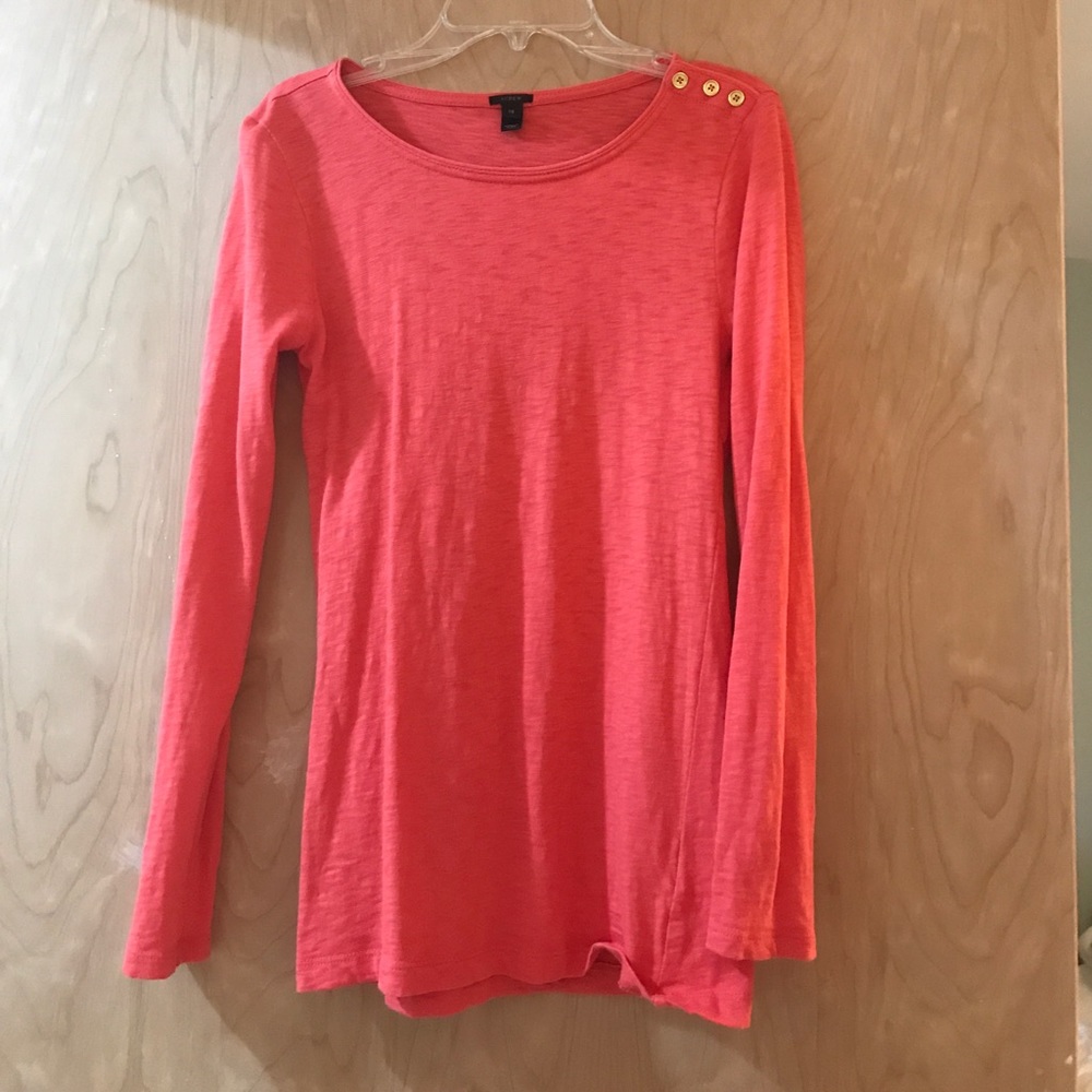 Orange coral long sleeve with gold buttons