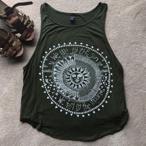 Olive Green Graphic Tank