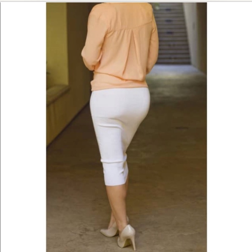Peach Drape Shoulder Chiffon Blouse