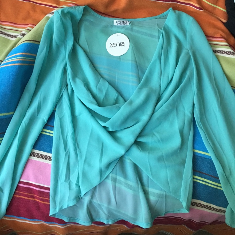 NWT aqua blouse from Xenia boutique