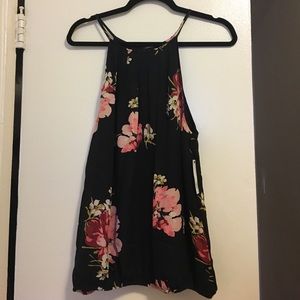 NWT Joie black floral halter silk blouse large
