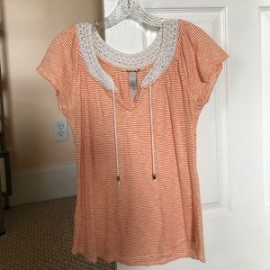 Lucky Brand Orange and White Striped Shirt