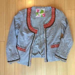 Free People Blue Striped Jacket