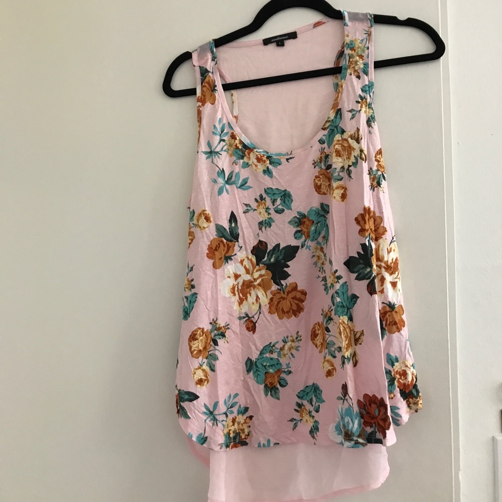 Pink floral tank top