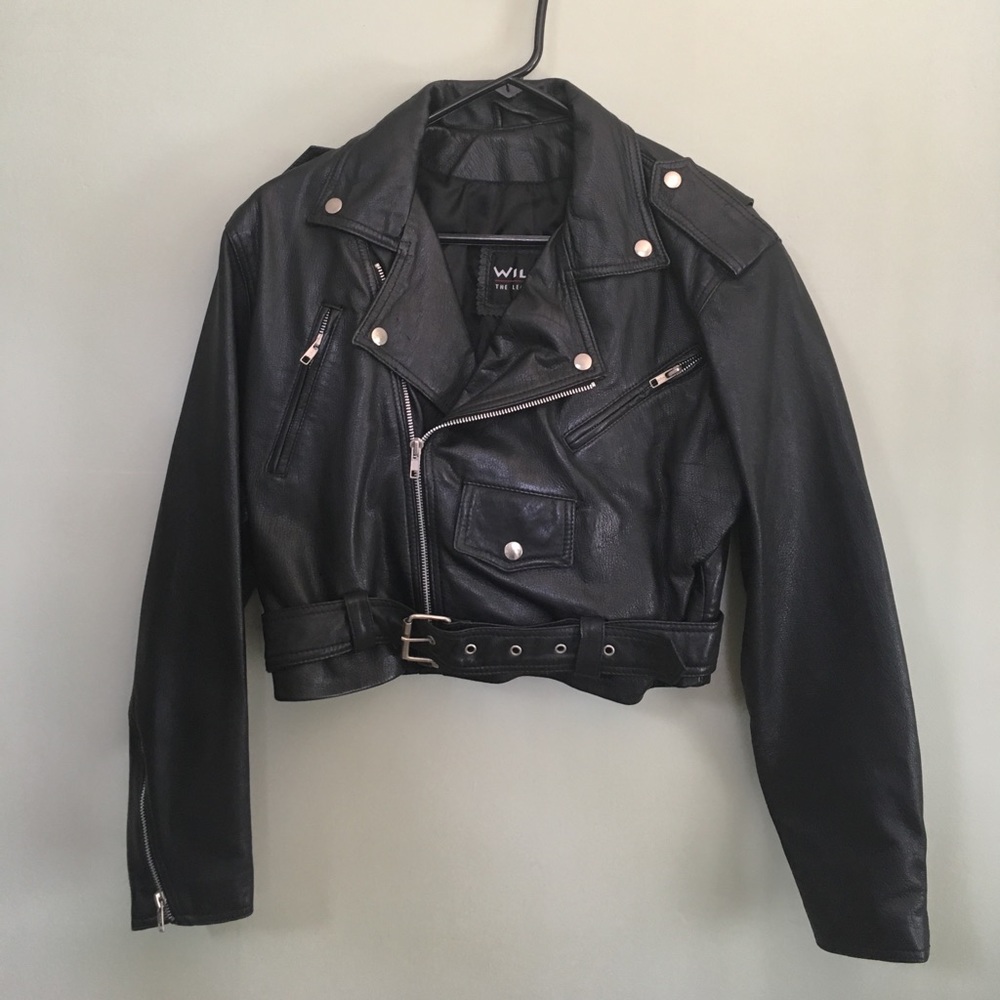 NWOT Black leather biker jacket