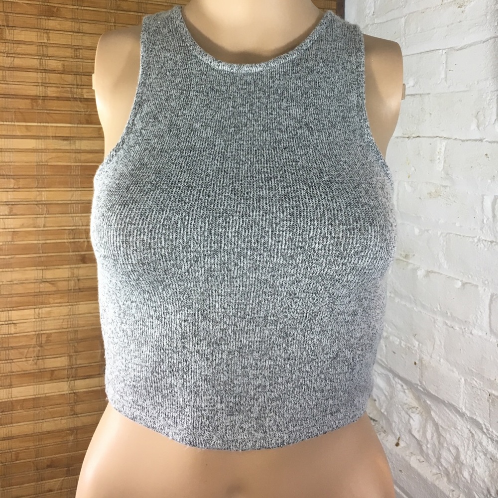 Grey sweater high neck crop top s soft