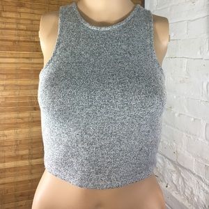 Grey sweater high neck crop top s soft