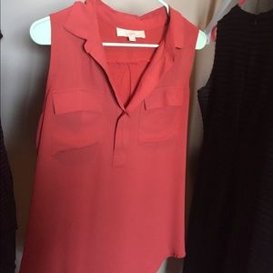 Burnt orange LOFT sleeved pocket tank