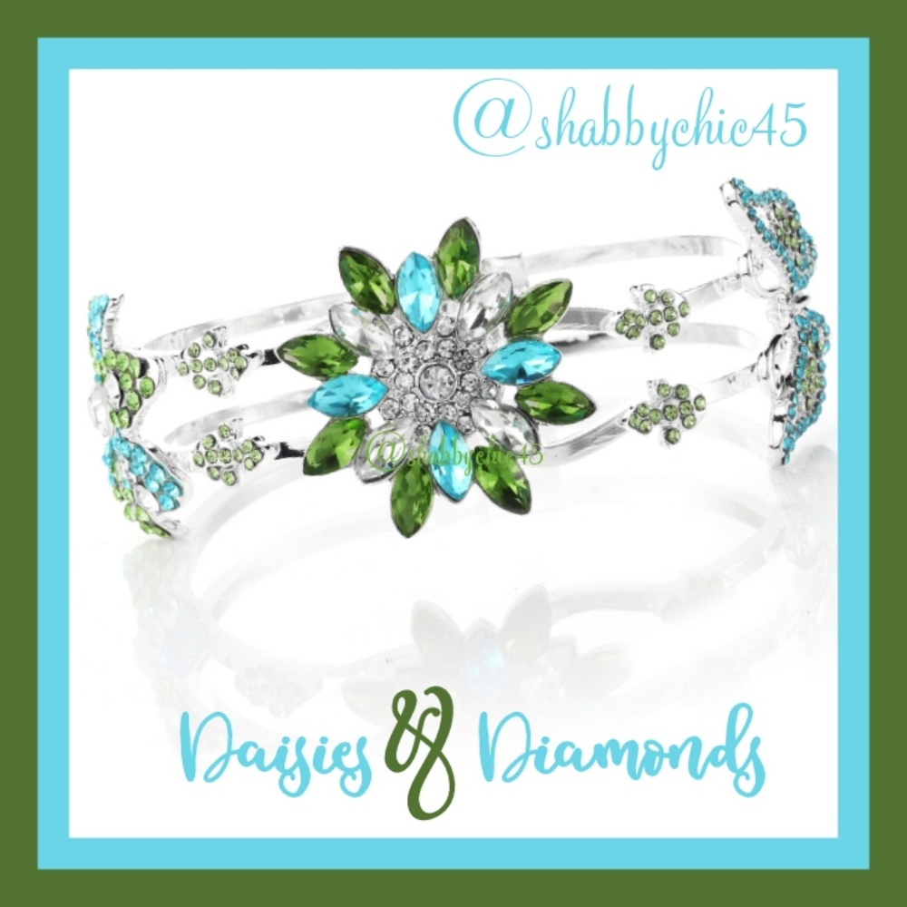 Daisies & Diamonds Bangle Bracelet