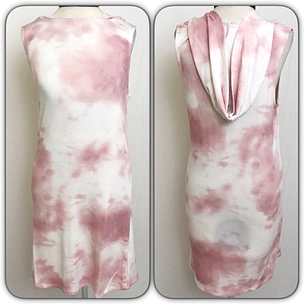 🔴PRICEDROP🔴Tie Dye Blush Hood Tunic Dress Small - Picture 2 of 4