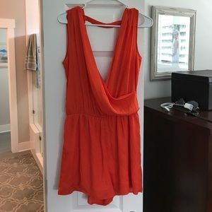 Orange V-neck romper